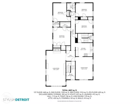 Floorplan - 943 Harcourt, Grosse Pointe, MI 48230 photo 1 of 5