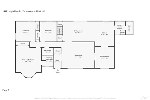 Floorplan - 1417 Longfellow, Temperance, MI 48182 photo 1 of 1
