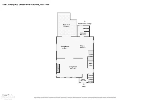 Floorplan - 428 Cloverly, Grosse Pointe Farms, MI 48236 photo 4 of 5