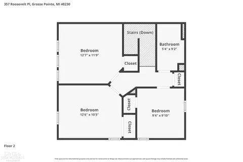 Floorplan - 357 Roosevelt Pl, Grosse Pointe, MI 48236 photo 2 of 4