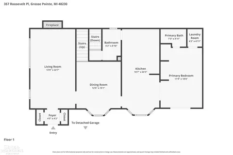 Floorplan - 357 Roosevelt Pl, Grosse Pointe, MI 48236 photo 1 of 4