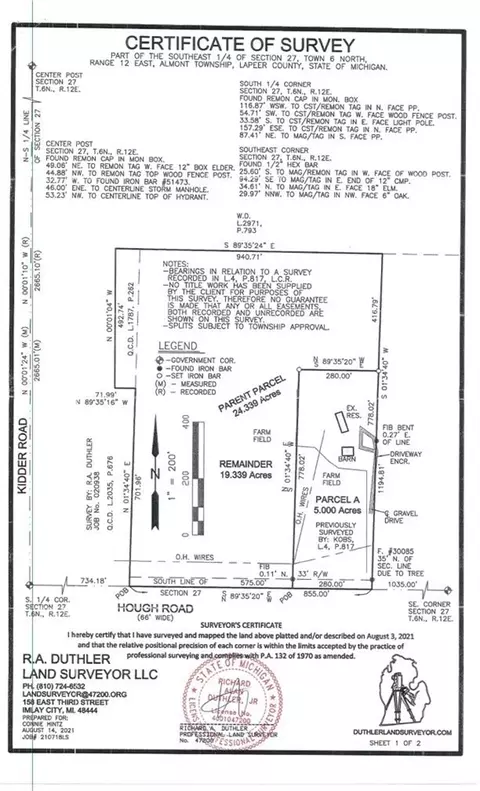 000 Hough, Almont, MI 48003