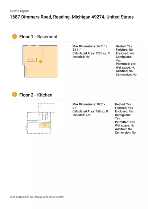 Floorplan - 1687 Dimmers, Reading, MI 49274 photo 9 of 14