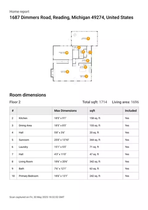 Floorplan - 1687 Dimmers, Reading, MI 49274 photo 7 of 14
