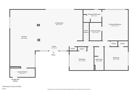Floorplan - 1620 N Dade Dr, Jackson, MI 49203 photo 2 of 3