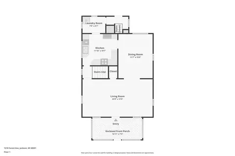 Floorplan - 1218 Forest Ave, Jackson, MI 49201 photo 2 of 4