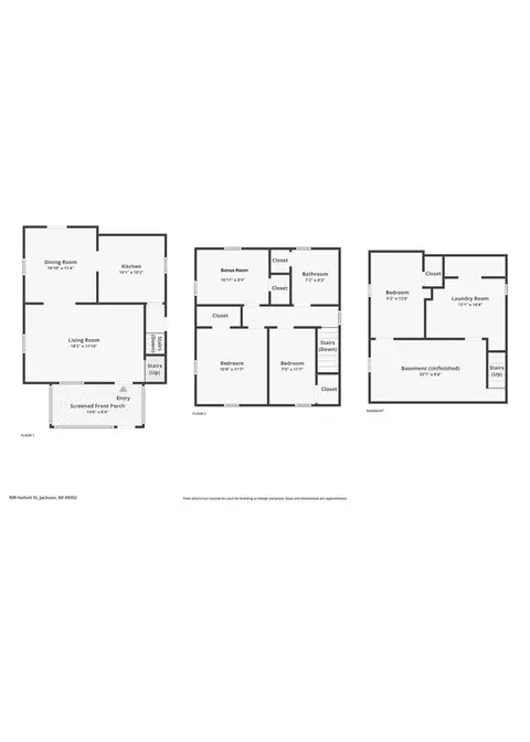 Floorplan - 909 Hallett, Jackson, MI 49202 photo 1 of 4