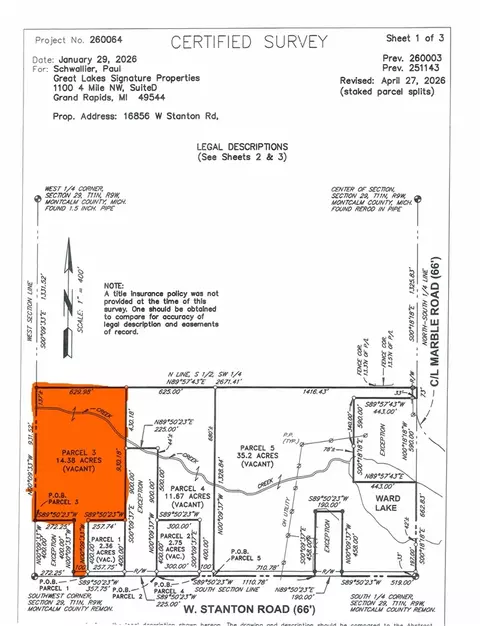 Parcel W Stanton #PARCEL 3, Pierson, MI 49339