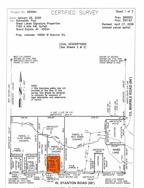 Parcel W Stanton #PARCEL 2, Pierson, MI 49339