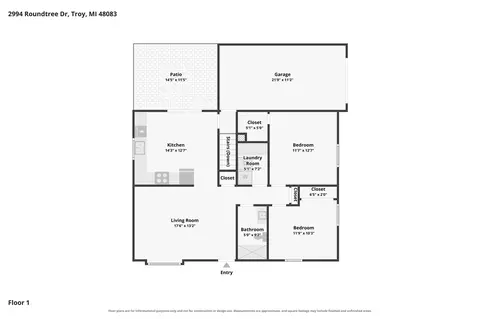 Floorplan - 2994 Roundtree, Troy, MI 48083 photo 1 of 3