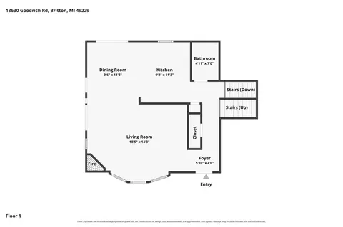 Floorplan - 13630 Goodrich, Britton, MI 49229 photo 2 of 4