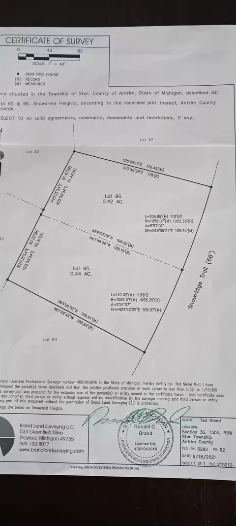 lot 95-96 snowridge LOT : 95/96, Elmira, MI 49730