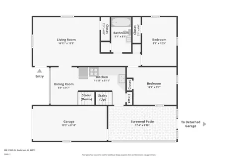 Floorplan - 308 E 38th St, Anderson, IN 46013 photo 1 of 2