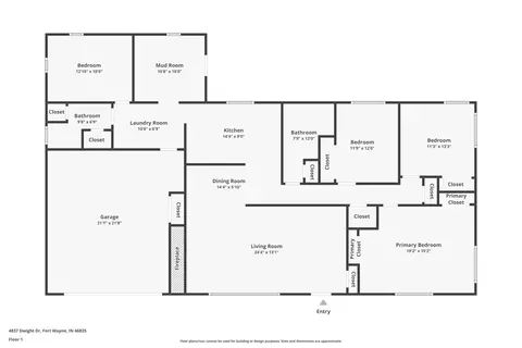 Floorplan - 4837 Dwight Dr, Fort Wayne, IN 46835 photo 1 of 1