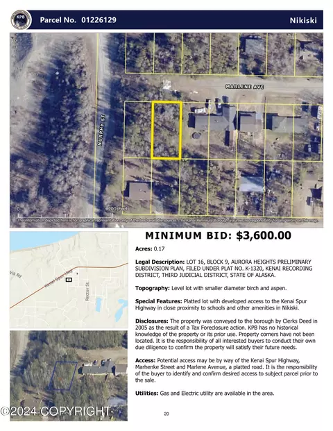 L9 B16 Marlene Avenue, Nikiskinorth Kenai, AK 99611