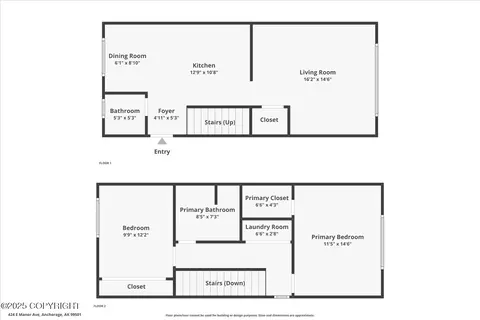 Floorplan - 424 E Manor Ave, Anchorage, AK 99501 photo 1 of 3