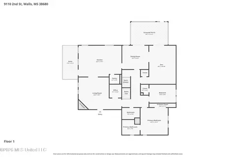 Floorplan - 9110 Second St, Walls, MS 38680 photo 1 of 3
