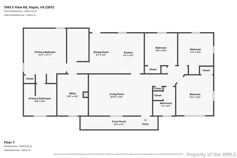 Floorplan - 7042 E View Rd, Hayes, VA 23072 photo 1 of 1